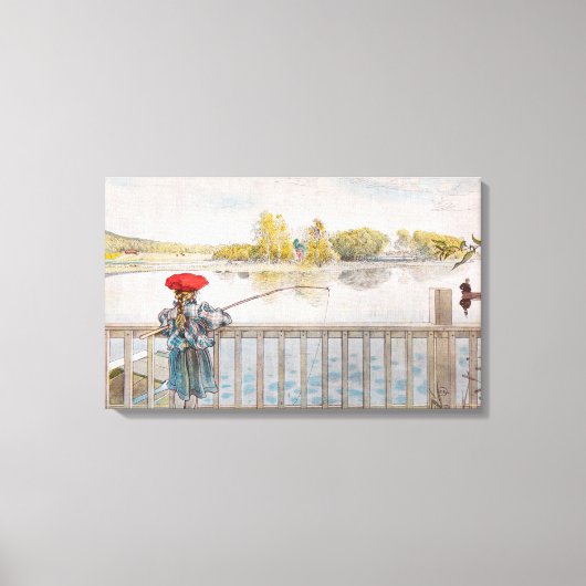 Lisbet Fischerei von Carl Larsson, Vintage Kunst Leinwanddruck (Vorderseite)