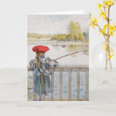 Lisbeth a Little Girl Fishing von Carl Larsson Karte (Gelbe Blume)