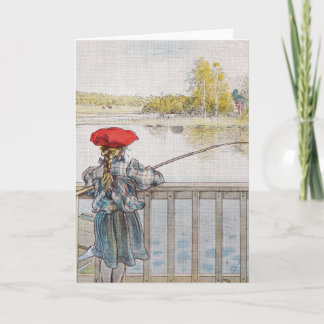 Lisbeth a Little Girl Fishing von Carl Larsson Karte