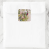 Lisbeth im Blumengarten Quadratischer Aufkleber (Tasche)