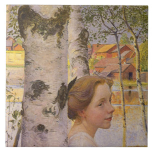 Lisbeth in der Birch Grove (Schönes junges Mädchen Fliese