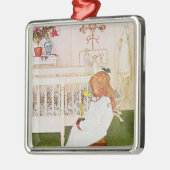 Lisbeth mit einer gelben Tulpe Silbernes Ornament (Links)
