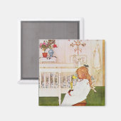 Lisbeth mit gelber Tulpe Magnet (Vorderseite/Rückseite)