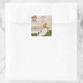 Lisbeth mit gelber Tulpe Quadratischer Aufkleber (Tasche)