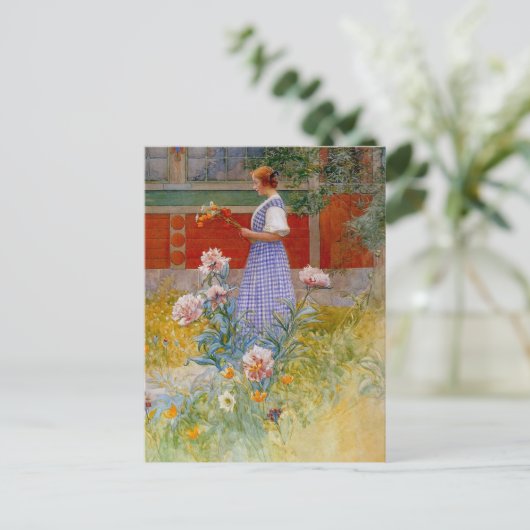 Lisbeth mit Peonies Postkarte (Stehend Vorderseite)