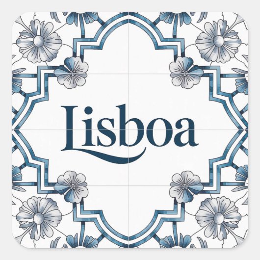 Lisboa Azulejo Tile Sticker – Blue Portuguese Cera (Vorderseite)