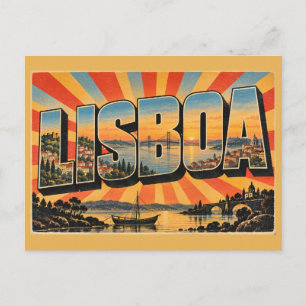 Lisboa Flussmündung Hügellandschaft Kiefern Kunst Postkarte