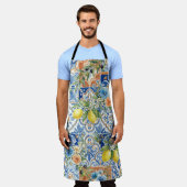 Lisbon Blue Lemon Tile Citrus Kitchen Decor Schürze (Getragen)