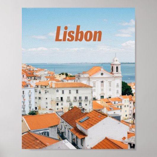 Lisbon Portugal Atlantic beaches Red Roofs Poster (Vorne)