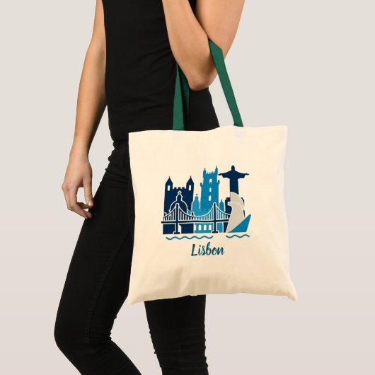 Lisbon Portugal City Skyline Tote Bag – Minimal Tr Tragetasche (Vorderseite (Produkt))