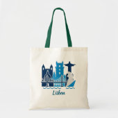Lisbon Portugal City Skyline Tote Bag – Minimal Tr Tragetasche (Vorne)