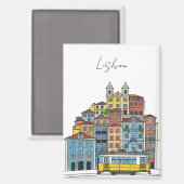 Lisbon Portugal Pantheon Alfama Illustration Magnet (Vorderseite/Rückseite)