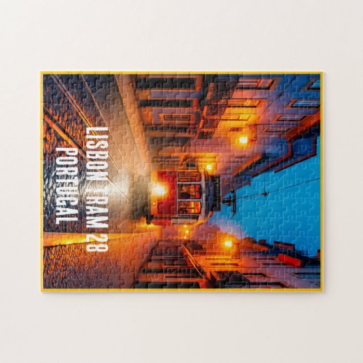 Lisbon Tram 28 Puzzle – Portugal Night Street Art (Horizontal)