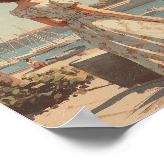 Lisbon vintage 50s poster (Ecke)