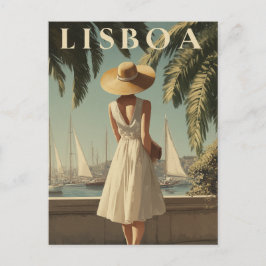 Lisbon vintage fashion postkarte