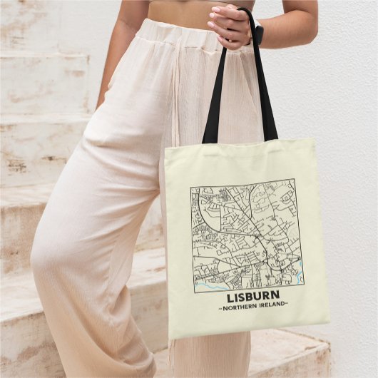 Lisburn, Northern Ireland City Map Tote Bag Tragetasche