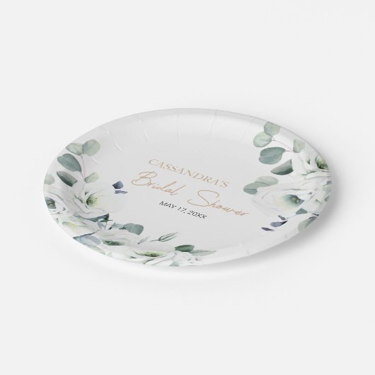 Lisianthus succulent Ivory Botany Brautparty Pappteller (Schrägansicht)