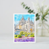 Lisieux Frankreich Berühmter Platz Wasserfarben Postkarte (Stehend Vorderseite)