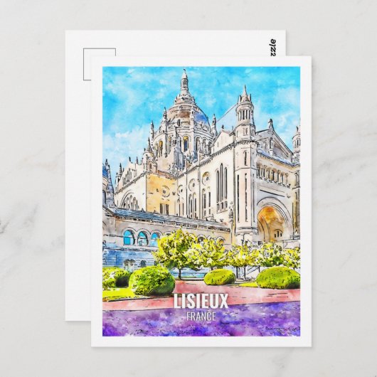 Lisieux Frankreich Berühmter Platz Wasserfarben Postkarte (Vorne/Hinten)