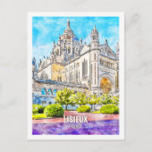 Lisieux Frankreich Berühmter Platz Wasserfarben Postkarte (Vorderseite)