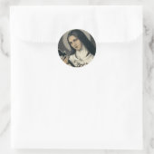 Lisieux-Therese mit Kruzifix/Rose-Aufkleber Runder Aufkleber (Tasche)