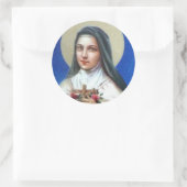 Lisieux-Therese mit Kruzifix/Rose-Aufkleber Runder Aufkleber (Tasche)