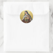 Lisieux-Therese mit Kruzifix/Rose-Aufkleber Runder Aufkleber (Tasche)
