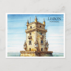 Lissabon Alfama Watercolor Postcard Portugal Art Feiertagspostkarte