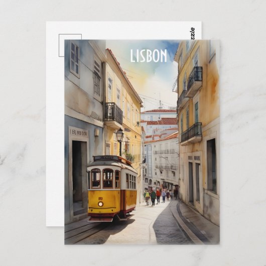 Lissabon Aquarellkunst Postkarte (Vorne/Hinten)