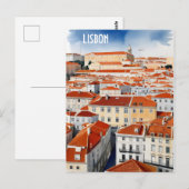 Lissabon Aquarellkunst Postkarte (Vorne/Hinten)