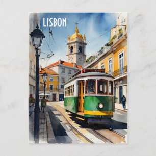 Lissabon Aquarellkunst Postkarte