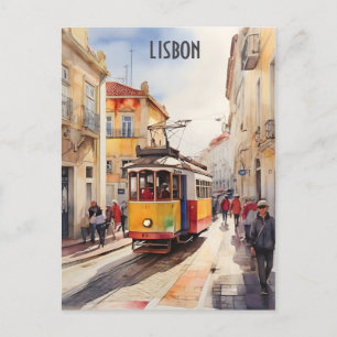 Lissabon Aquarellkunst Postkarte