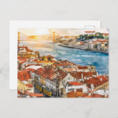 Lissabon Aquarellmalerei Postkarte (Vorne/Hinten)