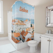 Lissabon Atlantische Strände Rote Dächer Duschvorhang (Beispiel)