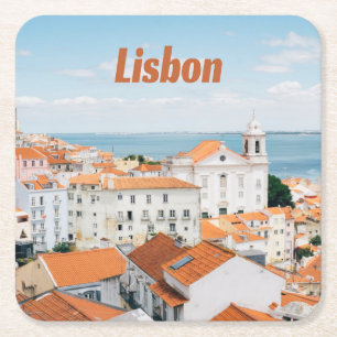 Lissabon Atlantische Strände Rote Dächer Rechteckiger Pappuntersetzer
