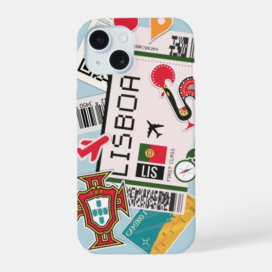 Lissabon Bordkarte iPhone 15 Hülle (Rückseite)