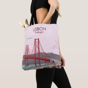 Lissabon Brücke über den Tejo Fluss im Vintage-Sti Tasche