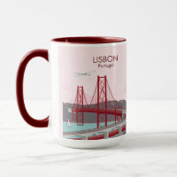 Lissabon Brücke über den Tejo Fluss im Vintage-Sti