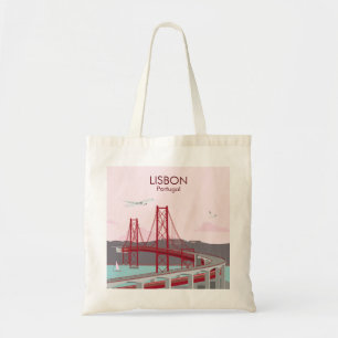 Lissabon Brücke über den Tejo Fluss im Vintage-Sti Tragetasche