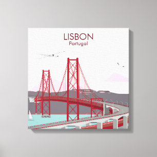 Lissabon-Brücke über den Tejo im Vintage-Stil Leinwanddruck