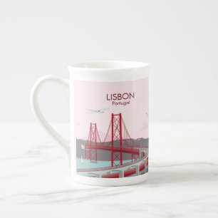 Lissabon-Brücke über den Tejo im Vintage-Stil Porzellantasse