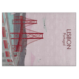 Lissabon-Brücke über den Tejo im Vintage-Stil Schneidebrett