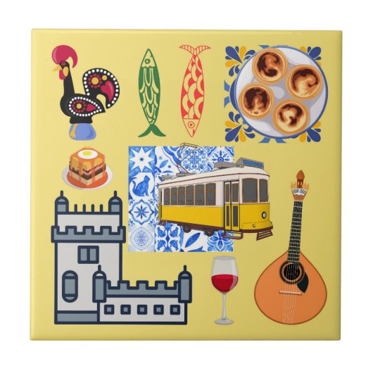 Lissabon City Symbole Fliese (Vorderseite)