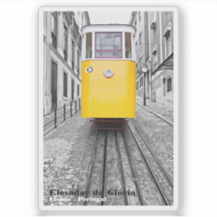 Lissabon Elevador da Gloria Gelbe Straßenbahn. Fot Aufkleber