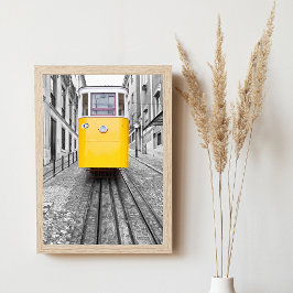 Lissabon Elevador da Gloria Gelbe Straßenbahn. Fot Poster