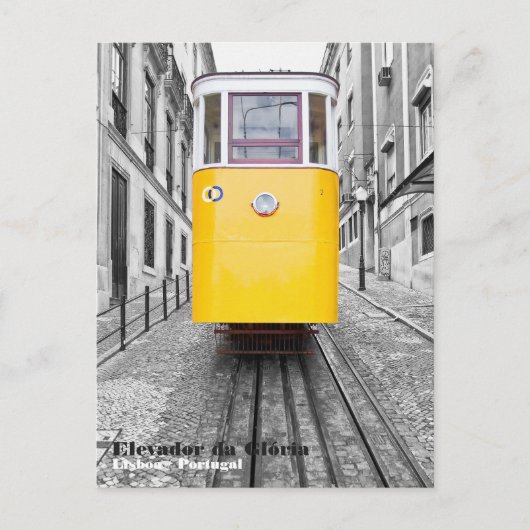 Lissabon Elevador da Gloria Gelbe Straßenbahn. Fot Postkarte (Vorderseite)