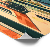 Lissabon-Farben: Straßenbahnhaltestellen in charma Poster (Ecke)