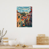 Lissabon-Farben: Straßenbahnhaltestellen in charma Poster (Küche)