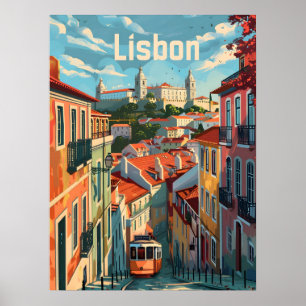 Lissabon-Farben: Straßenbahnhaltestellen in charma Poster