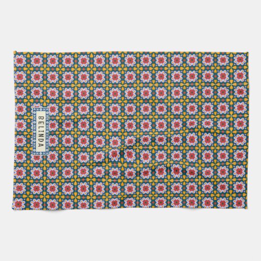 Lissabon farbige Fliesen oder Azulejos Muster Geschirrtuch (Horizontal)